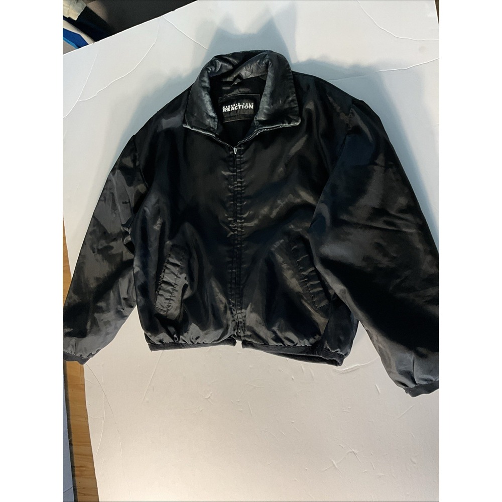 Vintage Y2K Kenneth Cole Black Satin Full Zip Men's 2-pocket Jacket Size Large